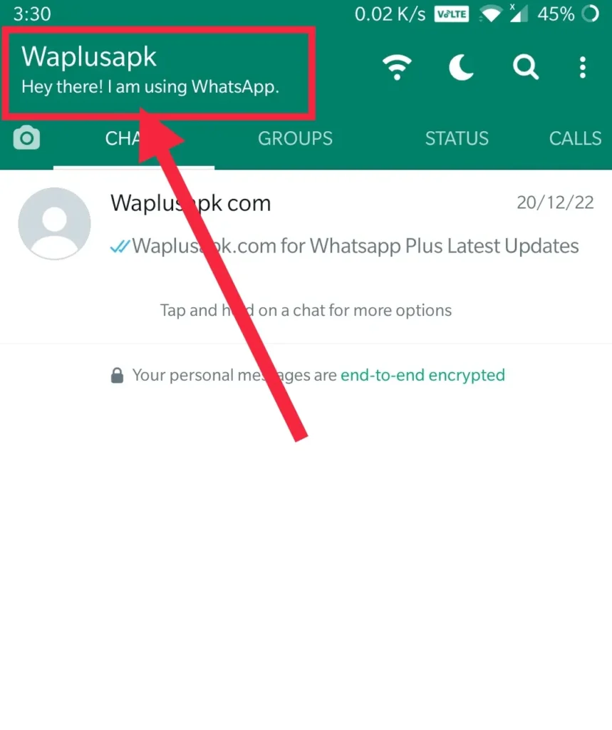 الوصول إلى الدردشات المخفية في whatsapp plus